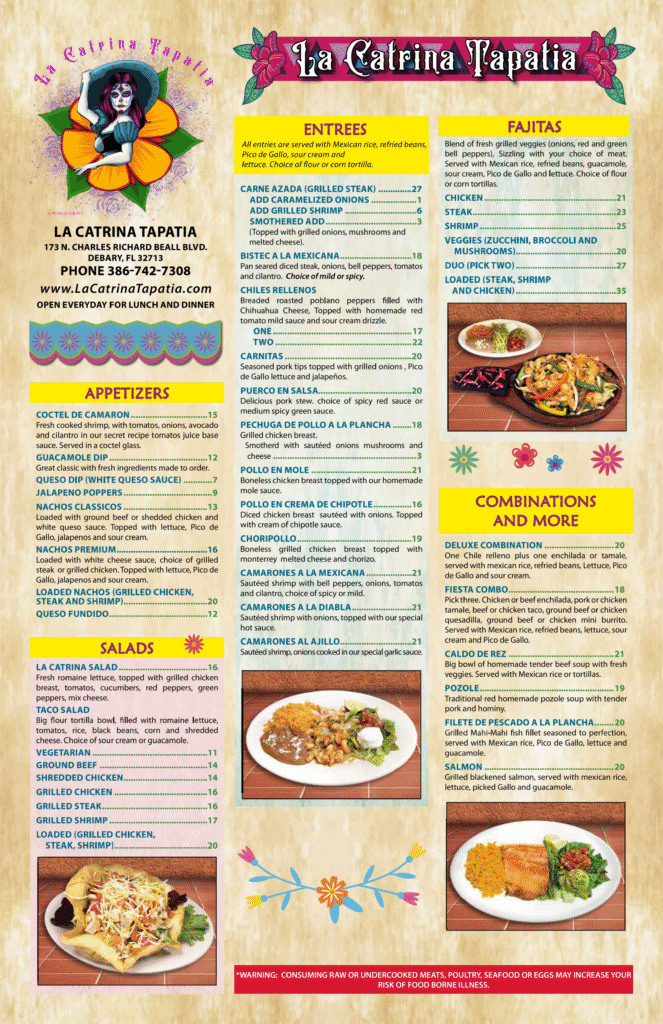 Our Menu - Front Side |lacatrinatapatia.com