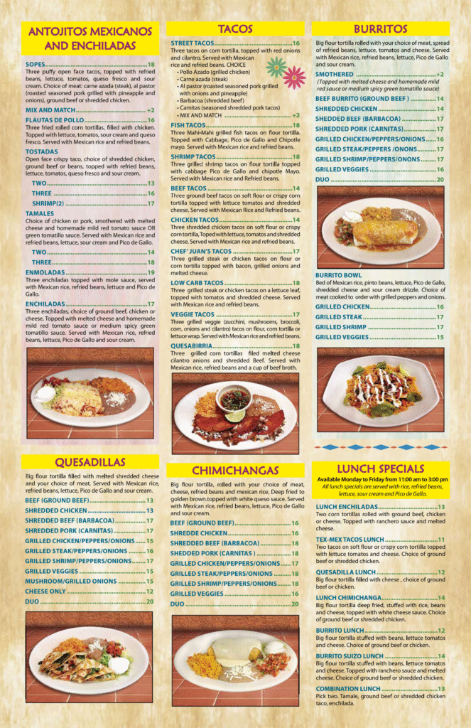 Our Menu - Back Side | lacatrinatapatia.com